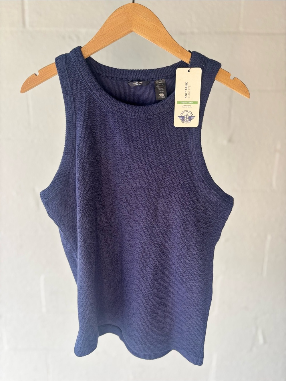 NWT Dockers Women's (US) XL Dark Blue Knit Tank Top Slim Fit Organic Cotton